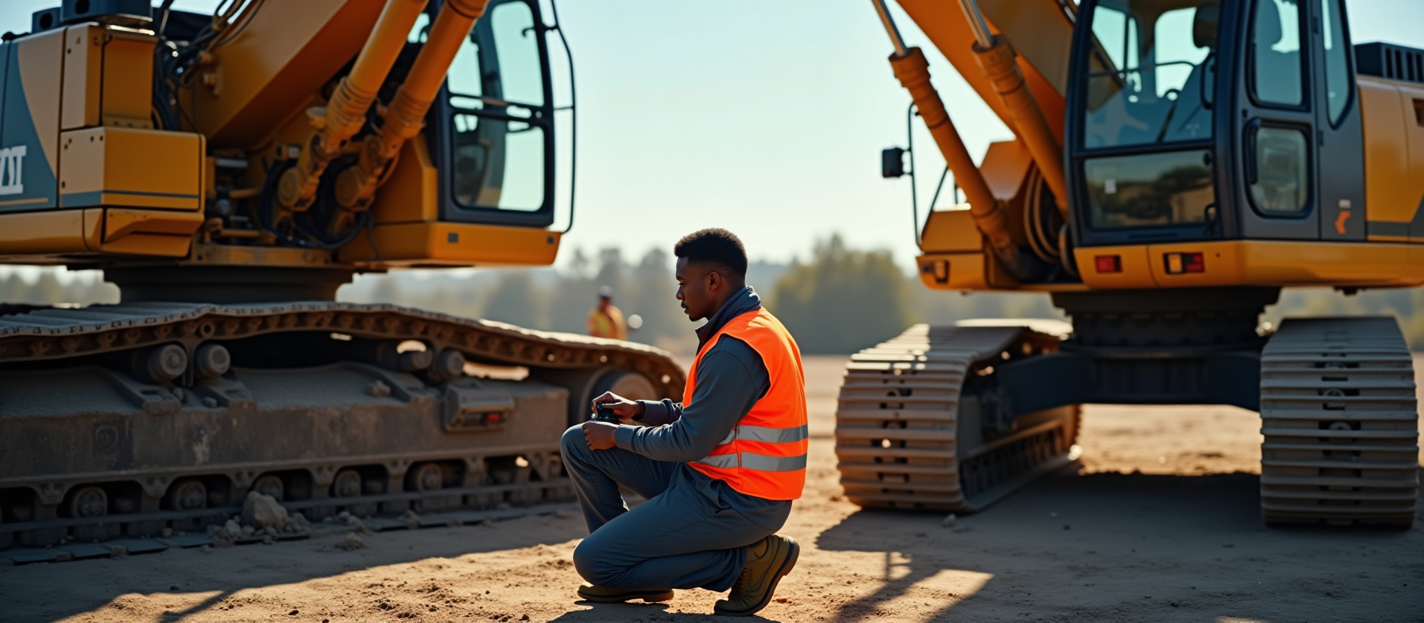 Heavy equipment repair service truck on site